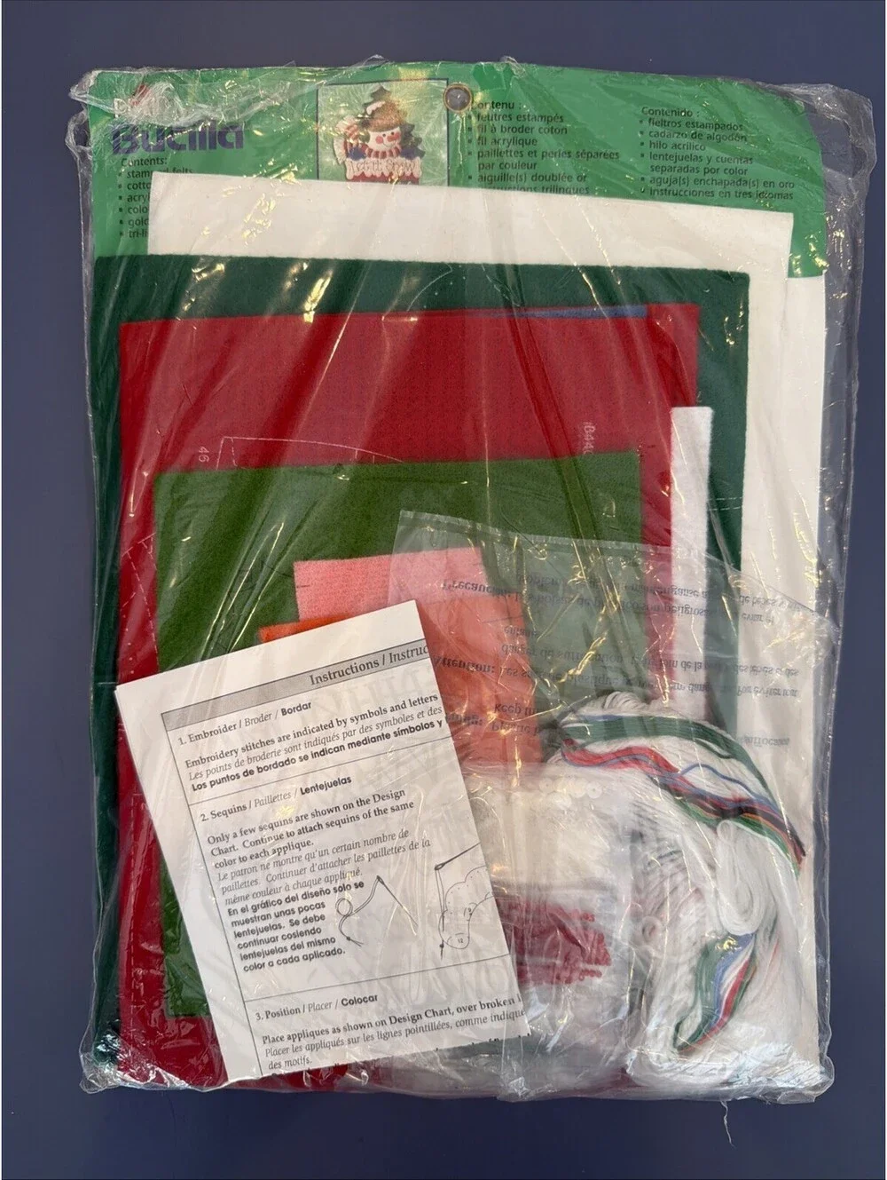 Vtg Rare DIY Bucilla Felt Appliqué Let It Snow Advent Calendar Kit  New ￼